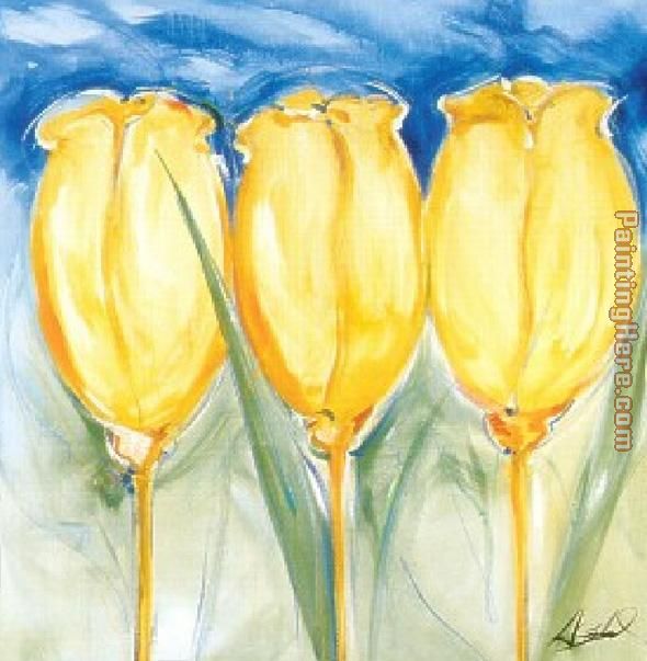 3 Yellow Tulips painting - Alfred Gockel 3 Yellow Tulips art painting